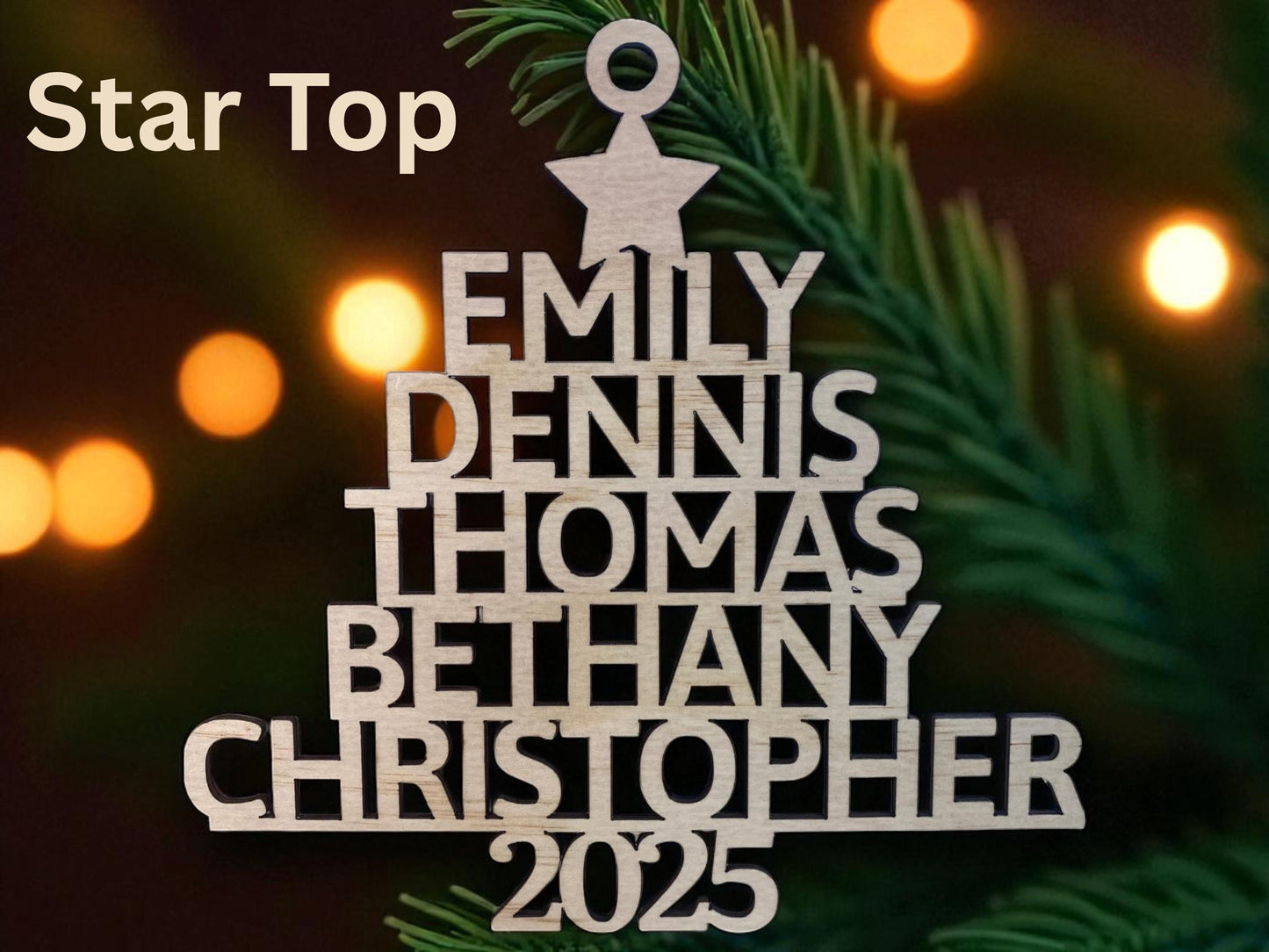 Personalized Family Ornament – “Create Holiday Memories” Keepsake • Custom Names on Baltic Birch Wood