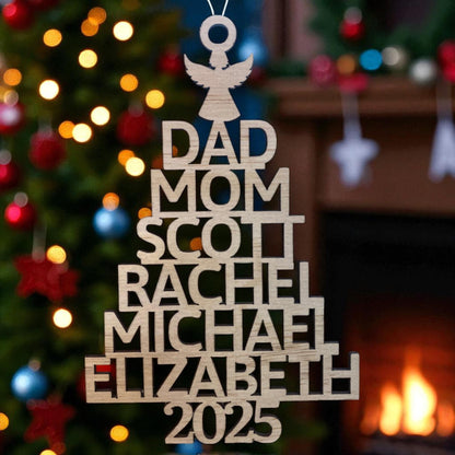 Personalized Family Ornament – “Create Holiday Memories” Keepsake • Custom Names on Baltic Birch Wood
